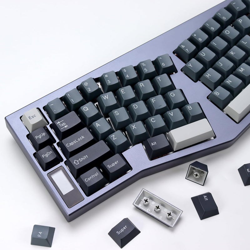 KBDiy Apollo PBT Double Shot Keycap Set,176 Keys Grey Custom Key Cap Keycaps 60 Percent Cherry Profile Keycaps for 61/64/68/84/87/100/104/108 Mechanical Keyboard - Image 1
